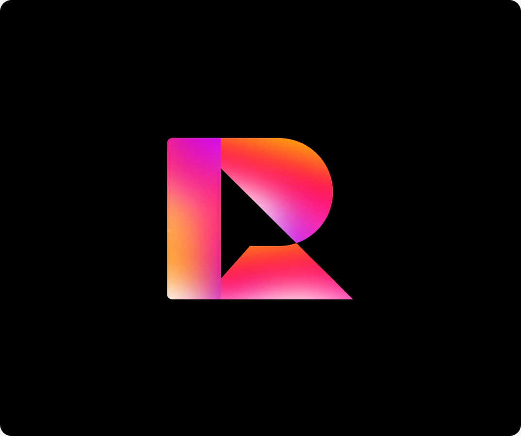 The Render R in its gradient on black