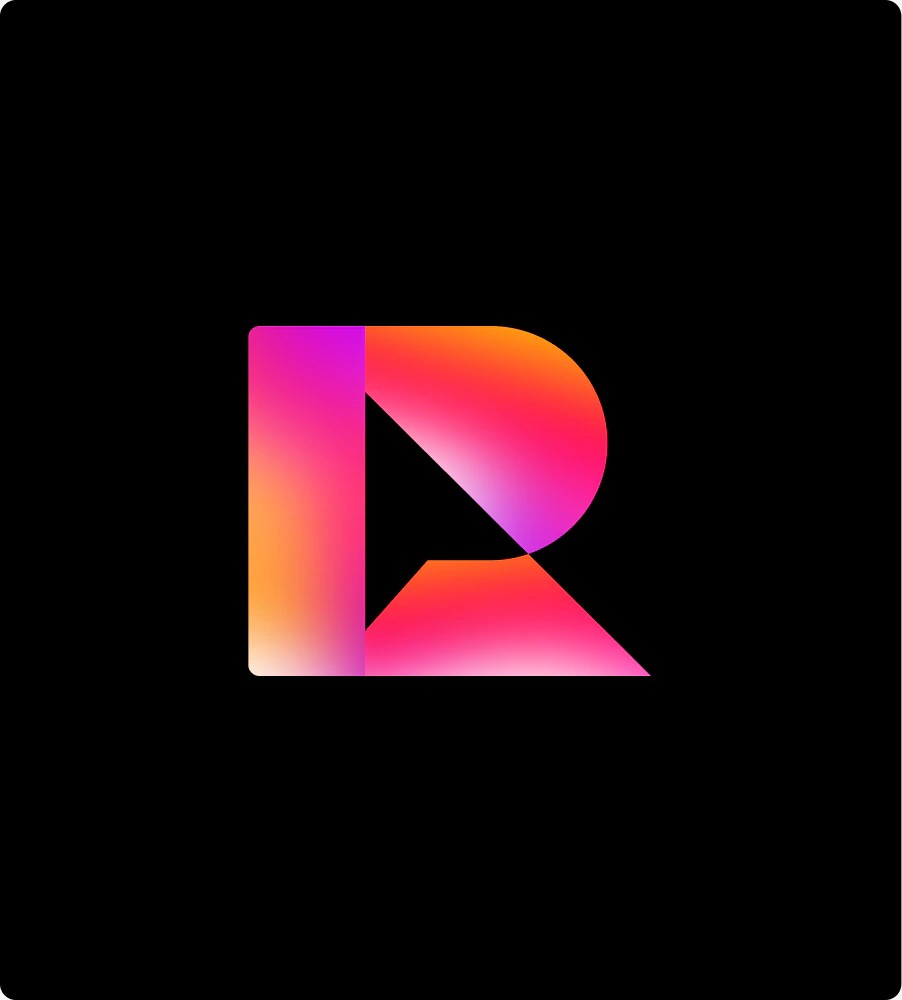 The Render R in its gradient on black