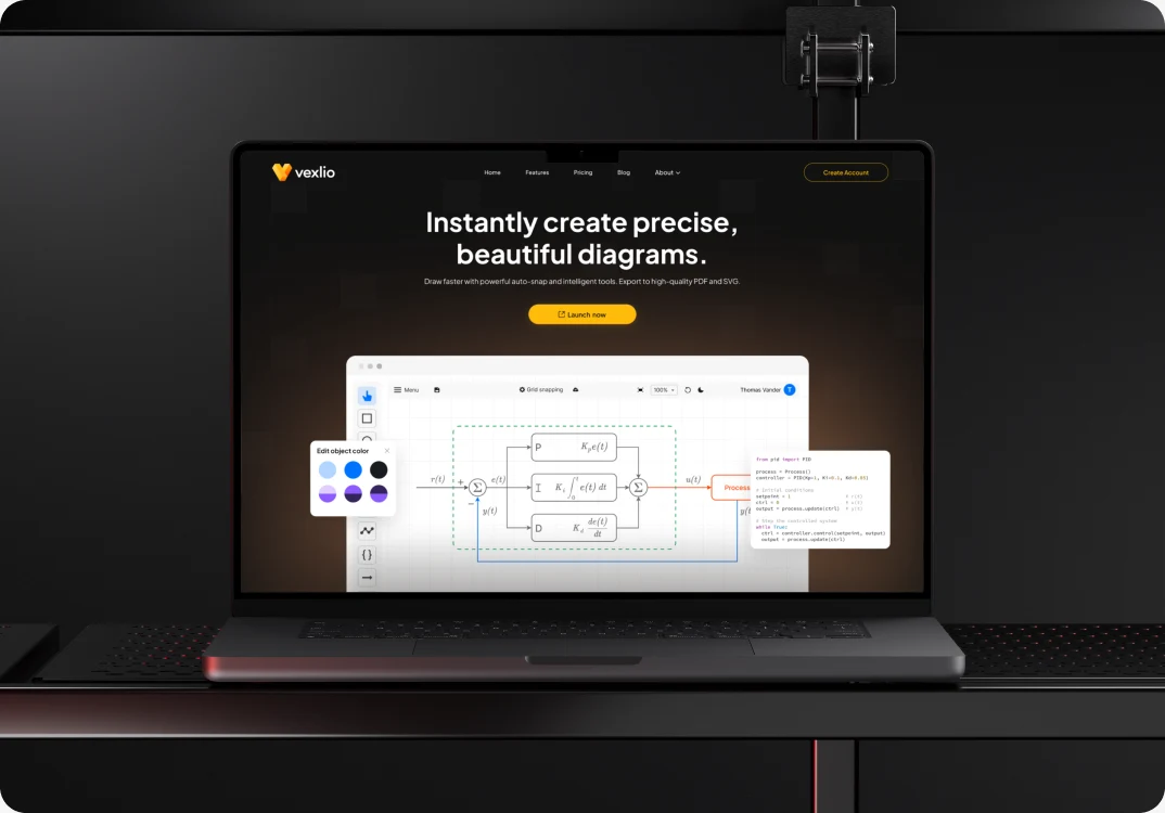 Vexlio website on a laptop