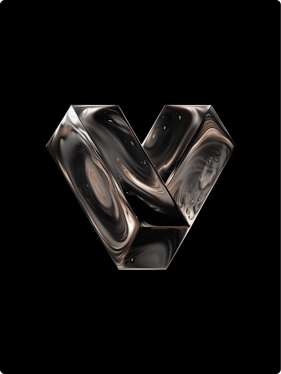 The Vexlio V rendered in glass