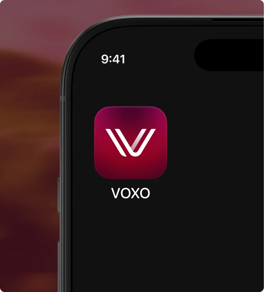 VOXO app icon on a phone home screen